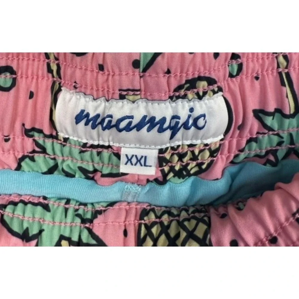 Moamgic Shorts Mens 2XL Pink Pineapple Palm Tree Swim Trunks Mesh‎ Lined Beach